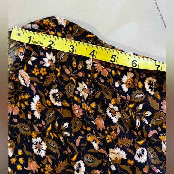 KNOX ROSE Black Print Smocked Long Sleeve Tie Neck BOHO Hippie Blouse - XL - Picture 8 of 16